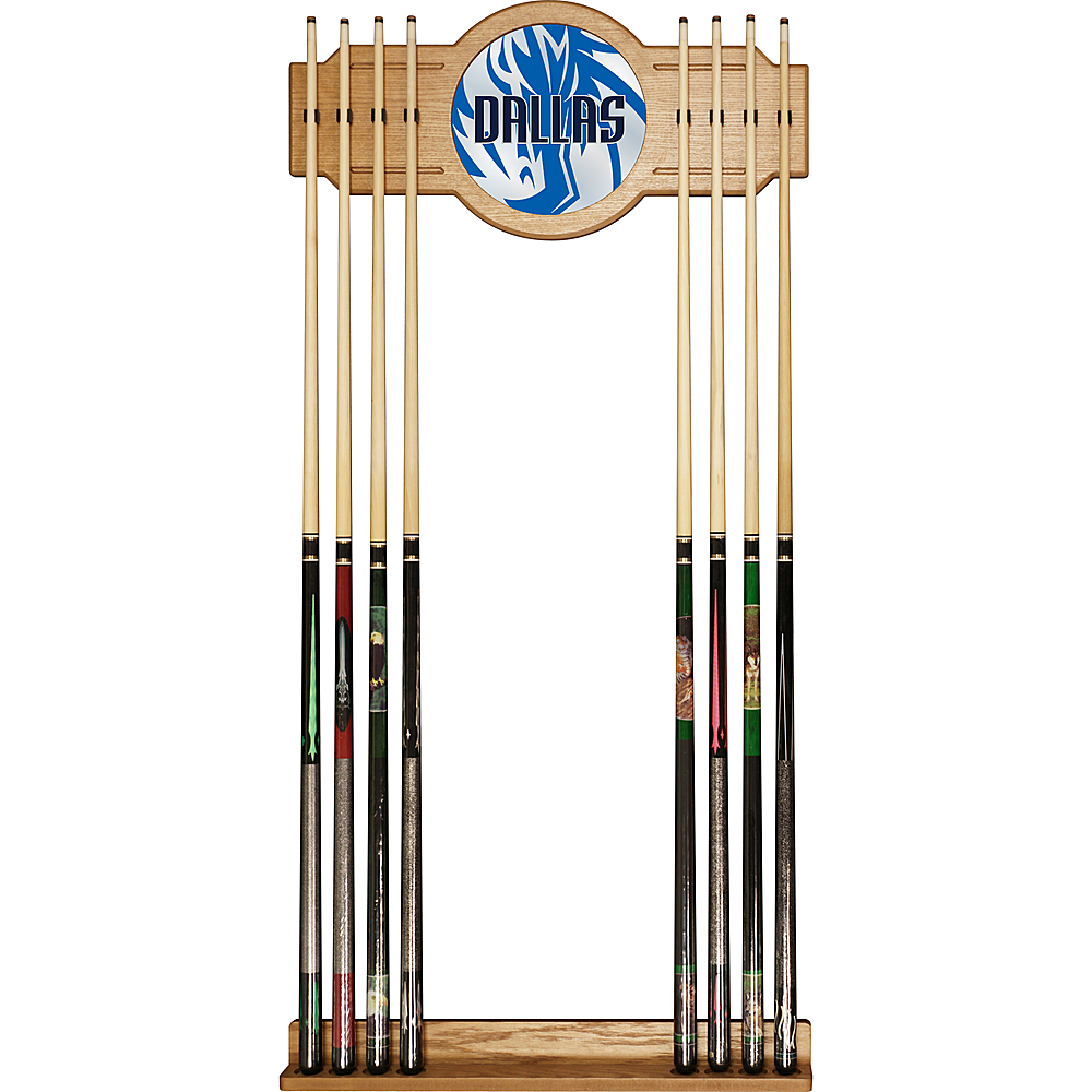 Dallas Mavericks NBA Fade Stained Wood Cue Rack with Mirror - Royal Blue, Black