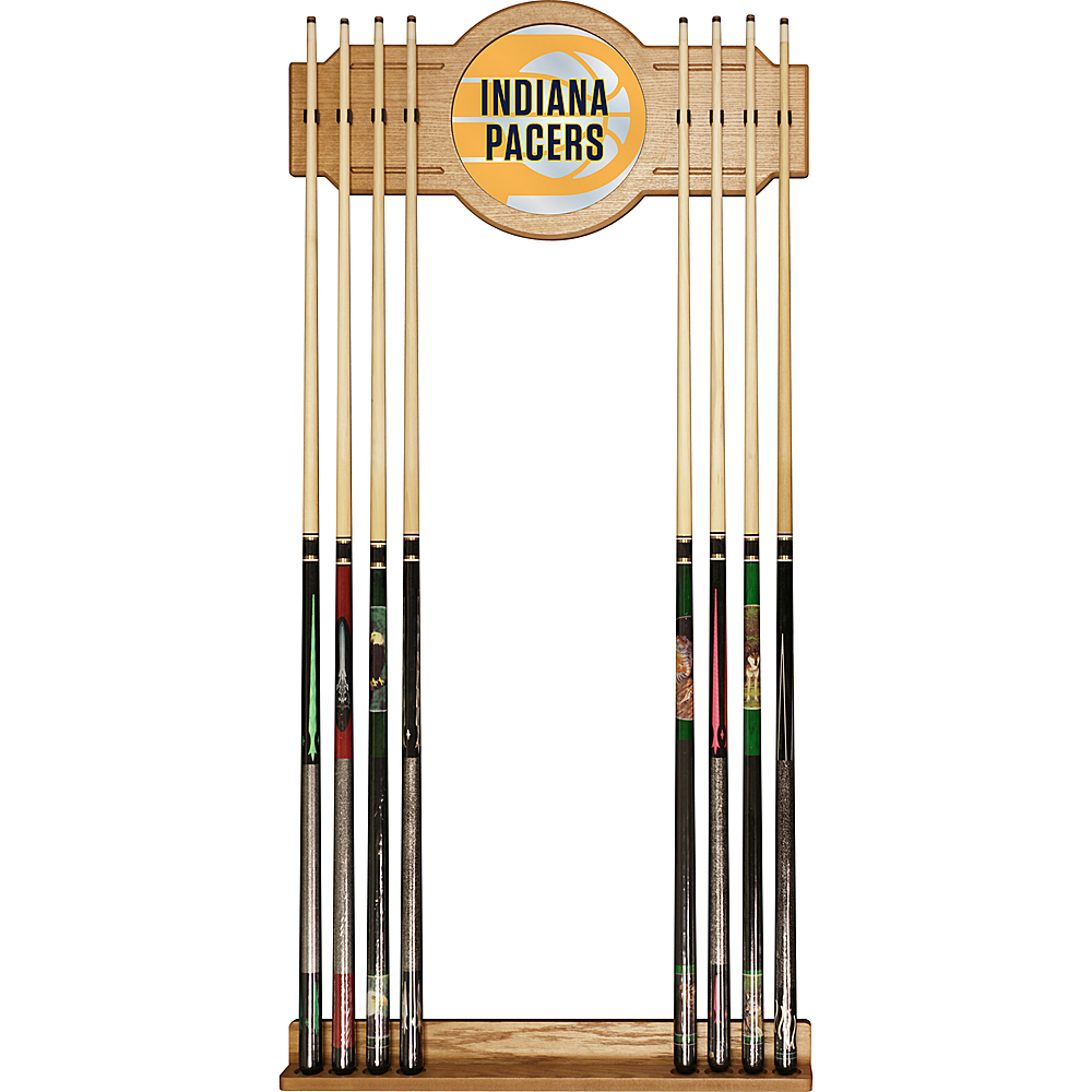 Indiana Pacers NBA Fade Stained Wood Cue Rack with Mirror - Gold, Black