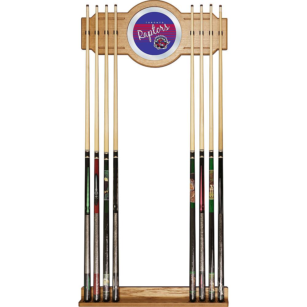 Toronto Raptors NBA Hardwood Classics Stained Wood Cue Rack with Mirror - Purple, Red, White