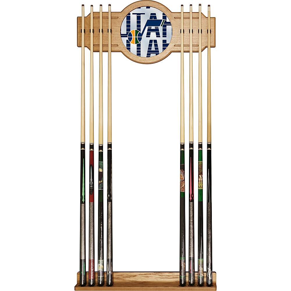 Utah Jazz NBA City Stained Wood Cue Rack with Mirror - Navy, Gold, Green