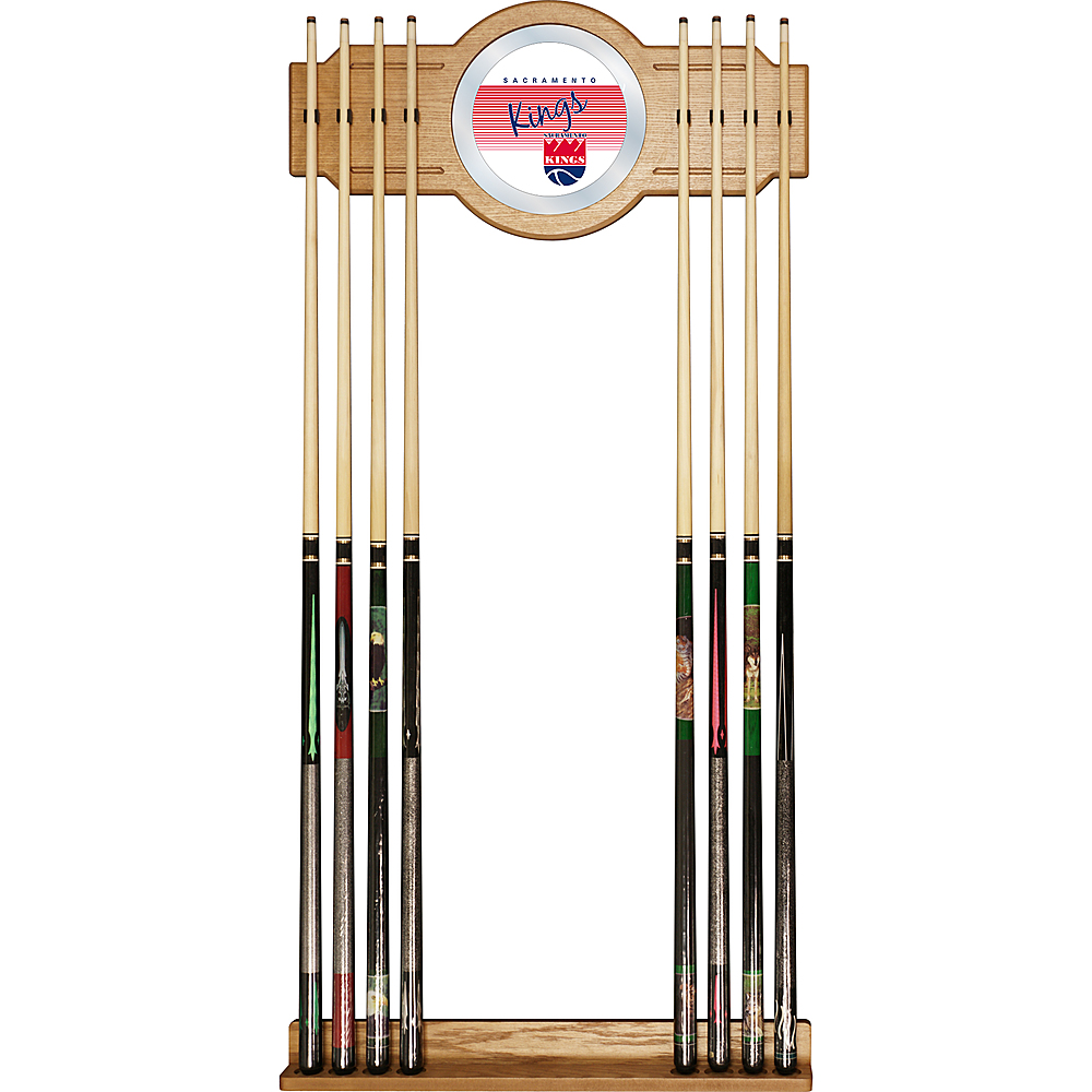 Sacramento Kings NBA Hardwood Classics Stained Wood Cue Rack with Mirror - Red, Blue