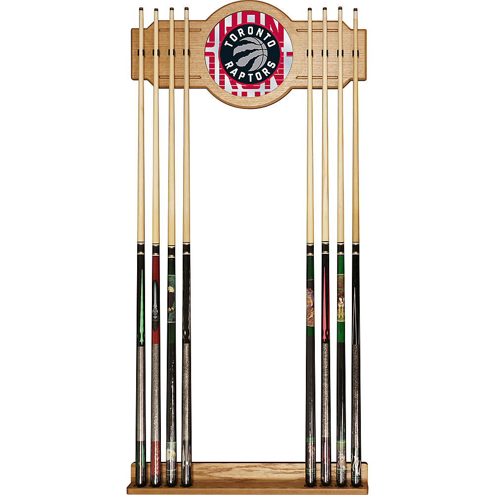 Toronto Raptors NBA City Stained Wood Cue Rack with Mirror - Red, Black, Silver, White