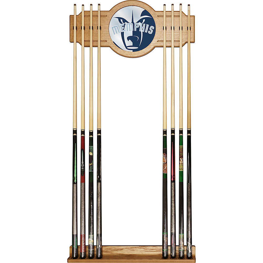 Memphis Grizzlies NBA Fade Stained Wood Cue Rack with Mirror - Memphis Midnight Blue, Smoke Blue