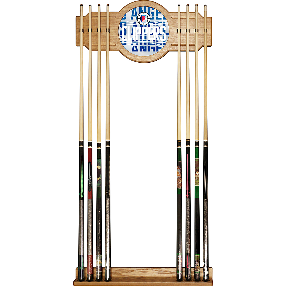 Los Angeles Clippers NBA City Stained Wood Cue Rack with Mirror - Red, Blue, White