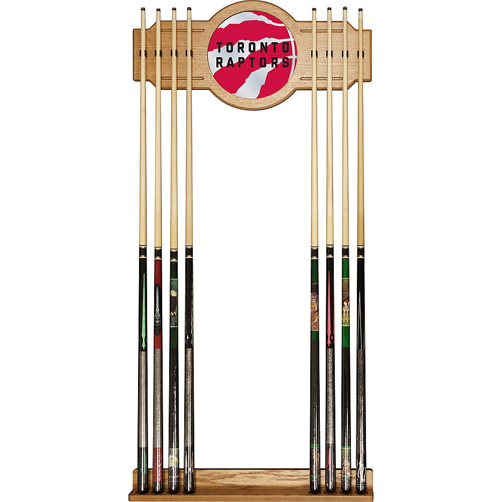 Toronto Raptors NBA Fade Stained Wood Cue Rack with Mirror - Red, Black
