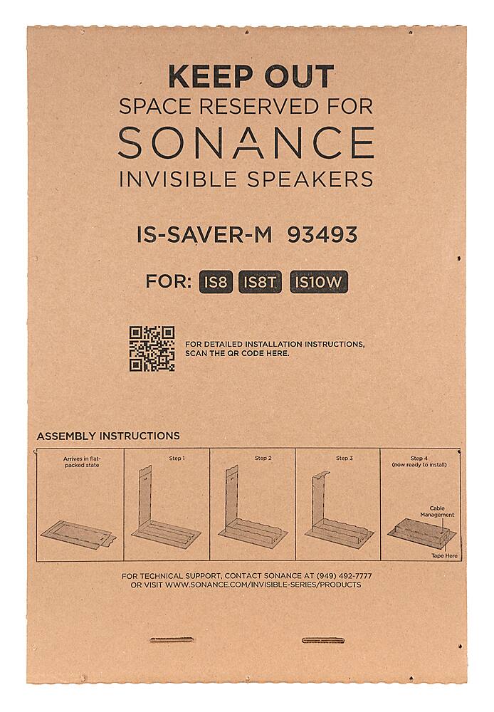 Angle. Sonance - MEDIUM IS SPACE SAVER - Invisible Series Space Saver for IS8, IS8T, IS10W Invisible Speakers (4-Pack) - Brown.