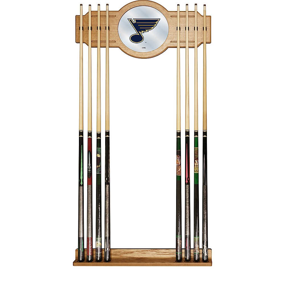 St. Louis Blues NHL Stained Wood Cue Rack with Mirror - Blue, Gold, White