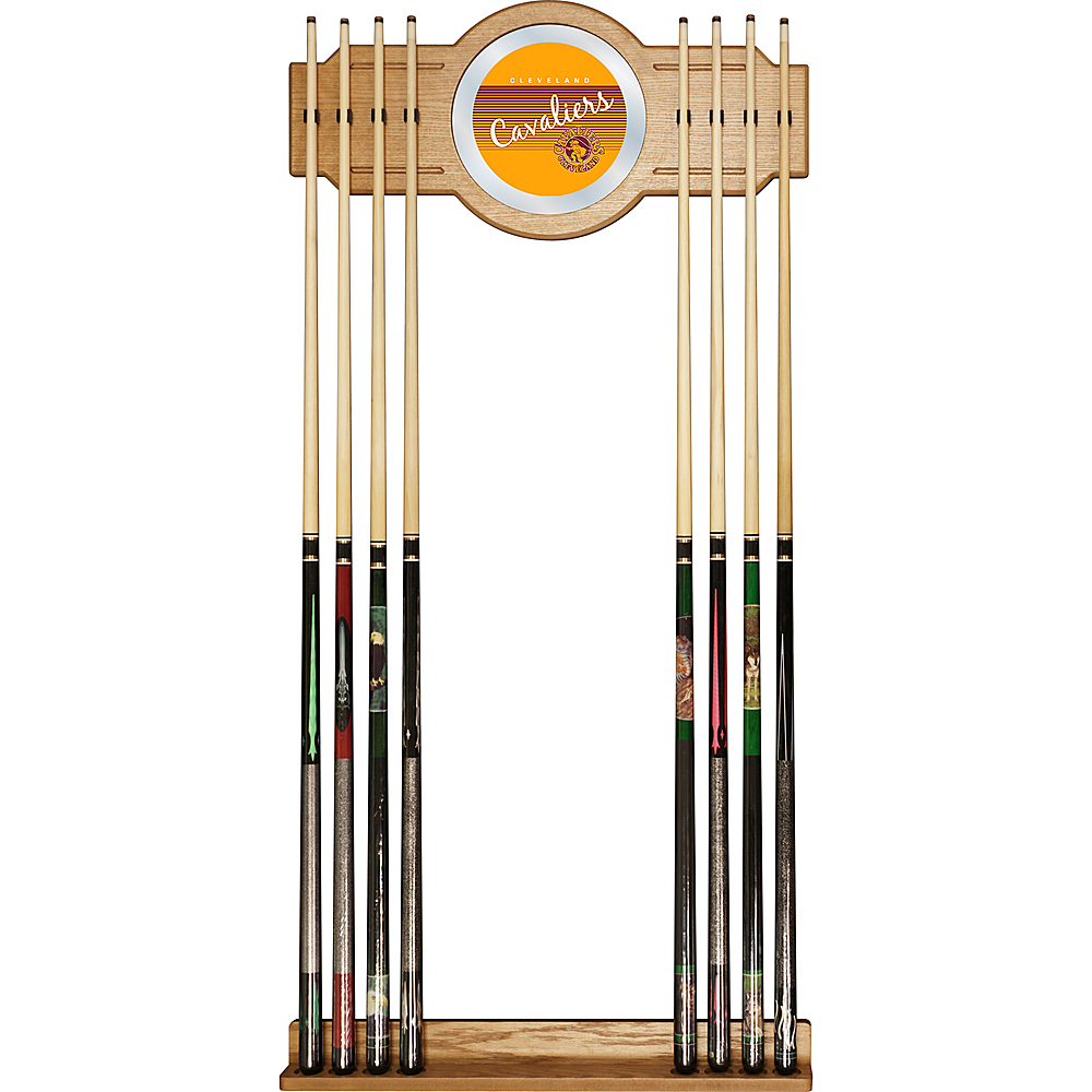 Cleveland Cavaliers NBA Hardwood Classics Stained Wood Cue Rack with Mirror - Wine, Gold