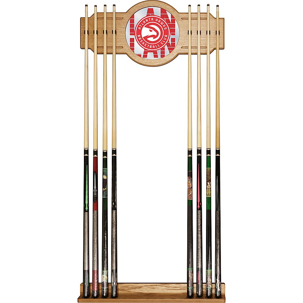 Atlanta Hawks NBA City Stained Wood Cue Rack with Mirror - Red, White