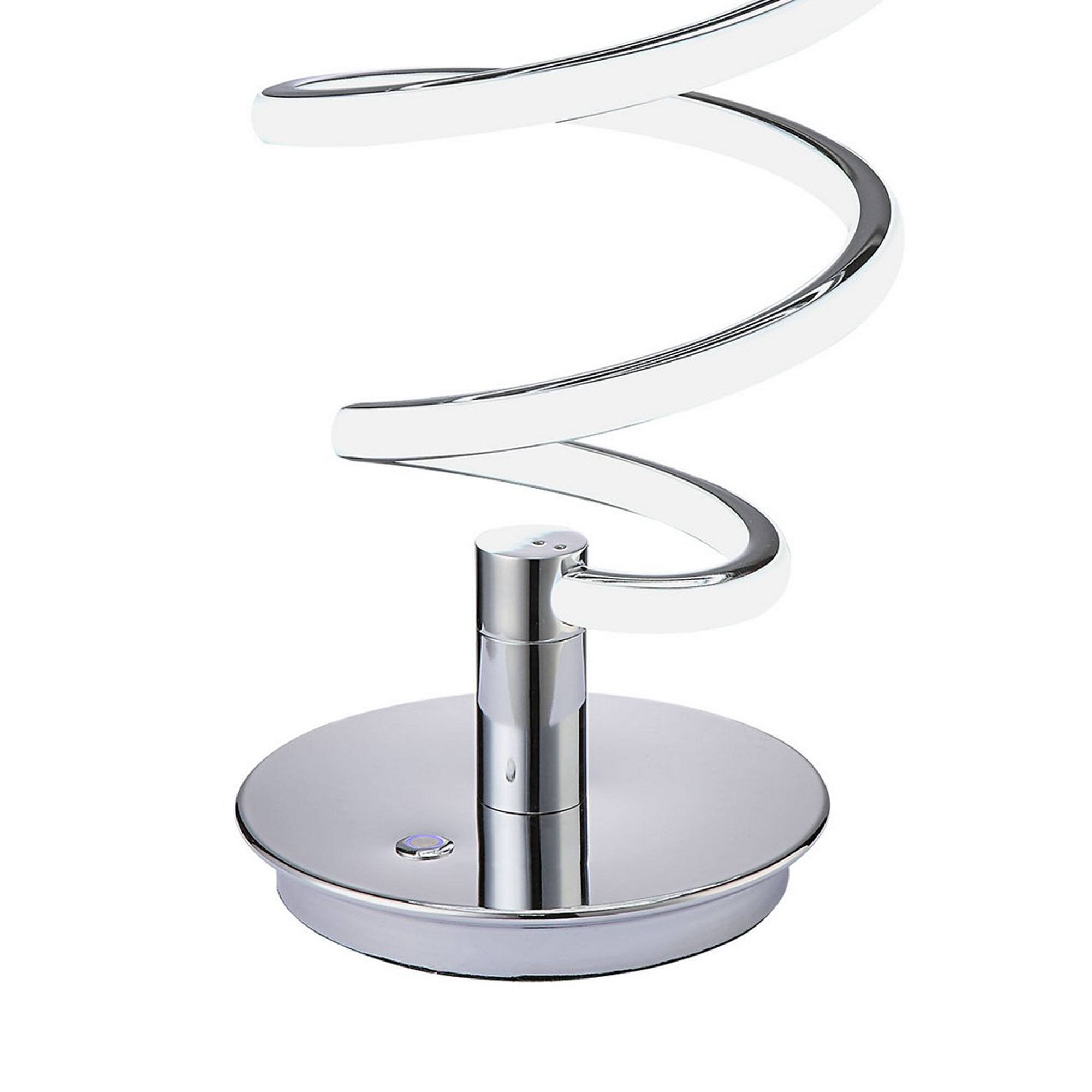 Back. Manhattan Lane - Sun 20 Inch Table Lamp, Accent Twisted Modern Design, LED Light Chrome Base - Chrome, Silver.