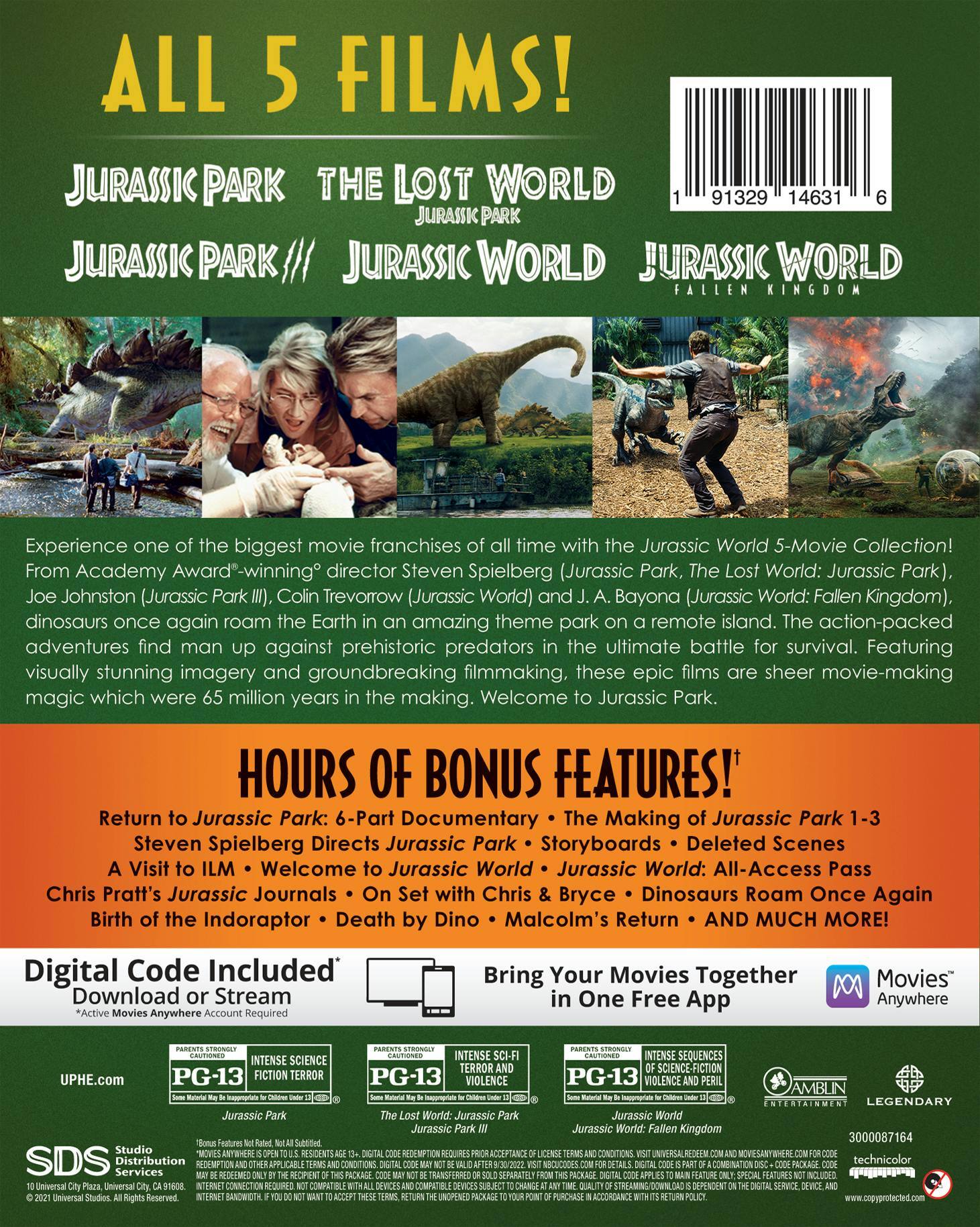 Angle. Jurassic World: 5-movie Collection (Blu-ray + Digital Copy) [Blu-ray].