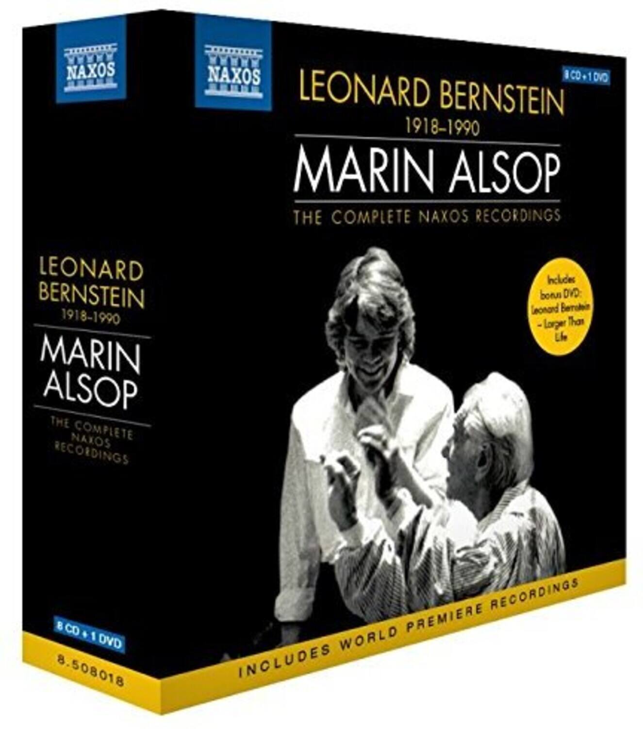 NAXOS WMWWW NAXOS CO+1DVD LEONARD BERNSTEIN 1918-1990 MARIN ALSOP THE COMPLETE NAXOS RECORDINGS LEONARD BERNSTEIN 1918-1990 MARIN ALSOP THE NAXOS COMPLETE RECORDINGS Includes bonus DVD leonard Berolin -Lorger Than Le 8 CD . 1 DVD 8.508018 RECORDINGS PREMIERE WORLD INCLUDES
