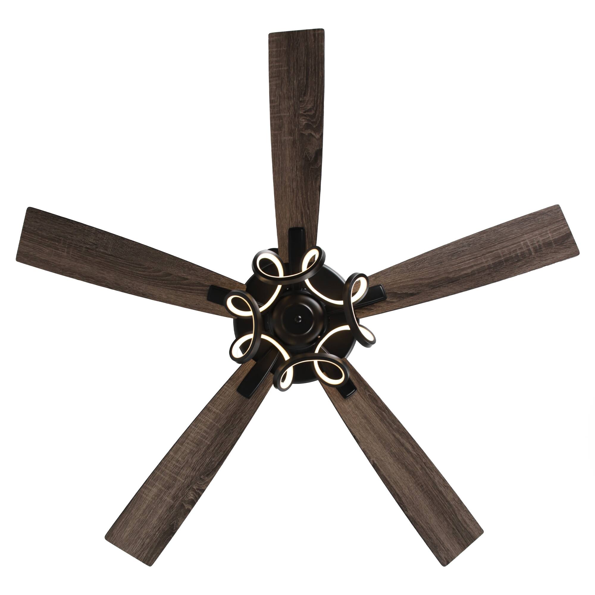 Alt View 8. Parrot Uncle - 52" Modern Black Indoor Dimmable LED Ceiling Fan with Light and Remote - Matte Black.