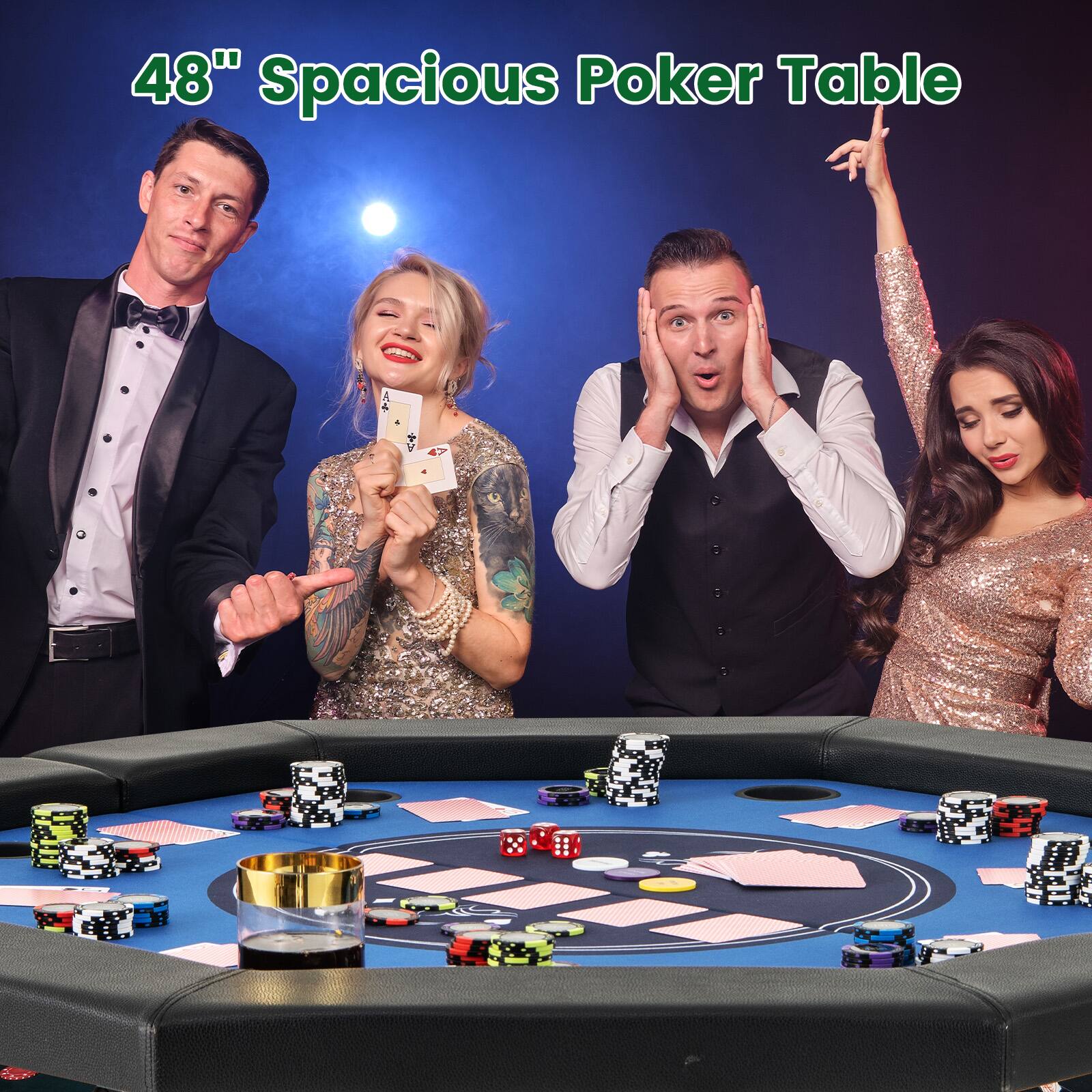 48" Spacious Poker Table