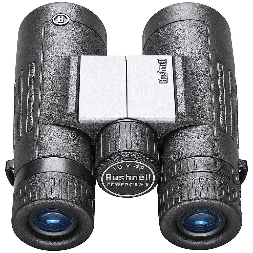 Left View: Bushnell - PowerView 2 10x 42mm Roof Prism Binoculars - Gray
