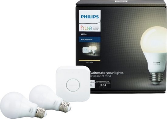 Front Zoom. Philips - Geek Squad Certified Refurbished Hue White Bluetooth Smart A19 LED Starter Kit - White.