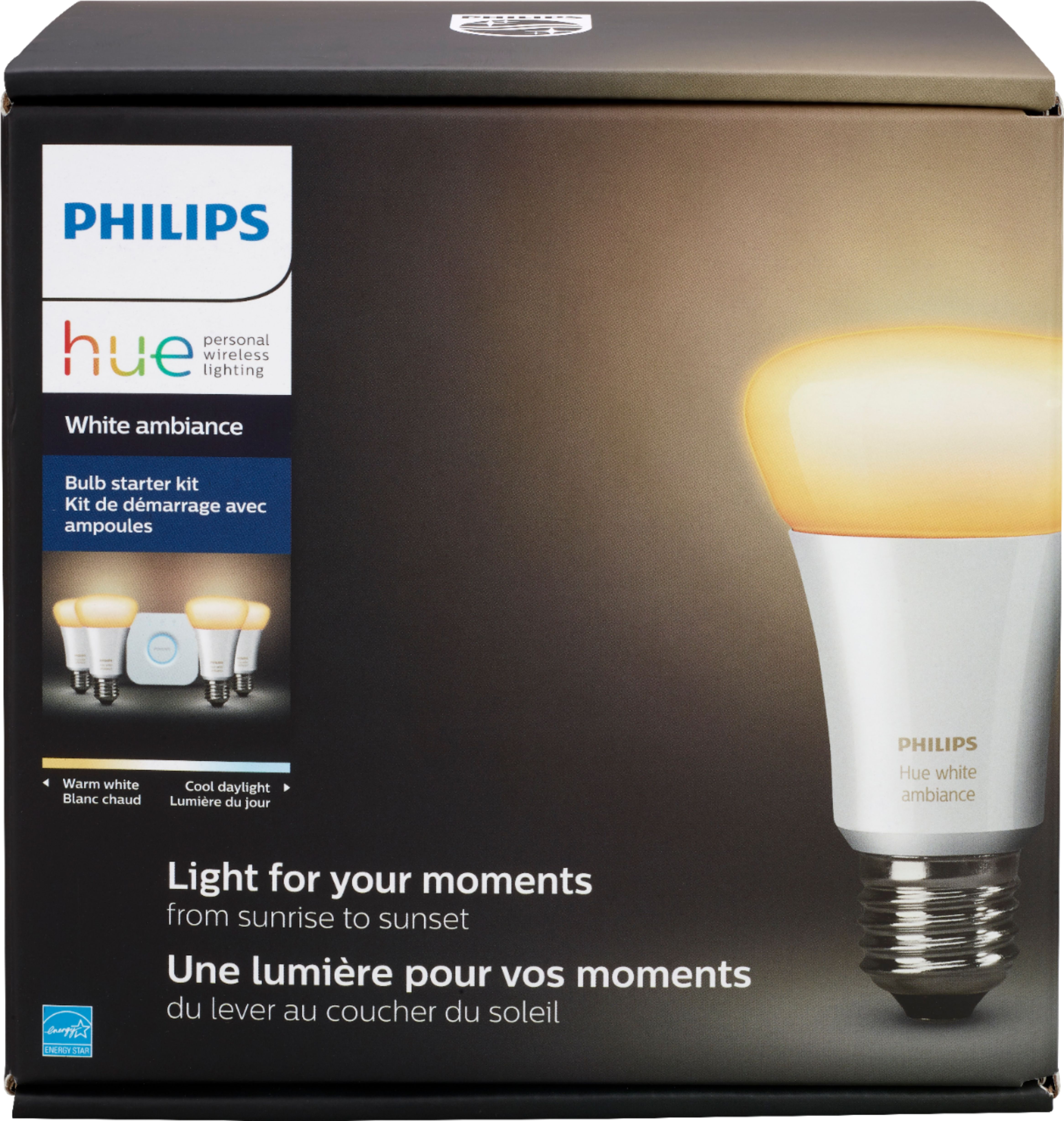 Angle View: Philips - Geek Squad Certified Refurbished Hue White A19 Bluetooth 75W Smart LED Starter Kit