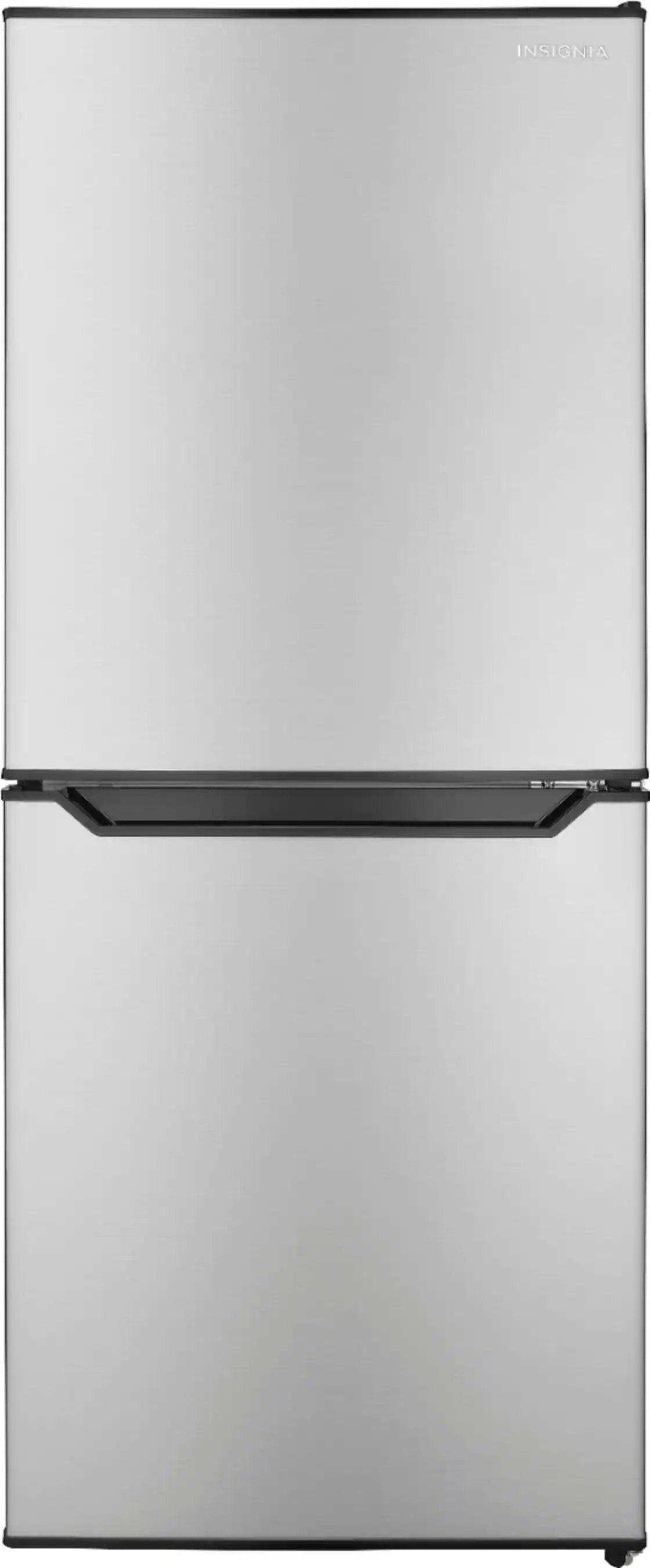 Front. Insignia™ - 4.9 Cu. Ft. Mini Fridge with Bottom Freezer and ENERGY STAR Certification - Stainless Steel.