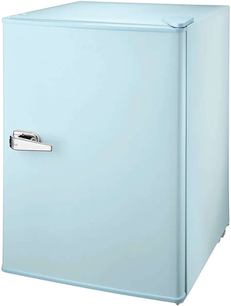 Insignia 2 5 cu ft retro mini fridge baby blue ns cfr25bb2 open