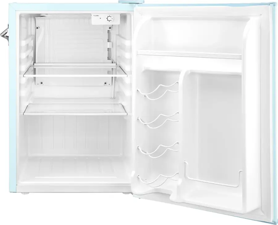 Insignia 2 5 cu ft retro mini fridge baby blue ns cfr25bb2 open