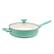 Angle. GreenPan - Rio Ceramic Nonstick Covered 5Qt Saute Pan w/ Helper Handle - Turquoise.