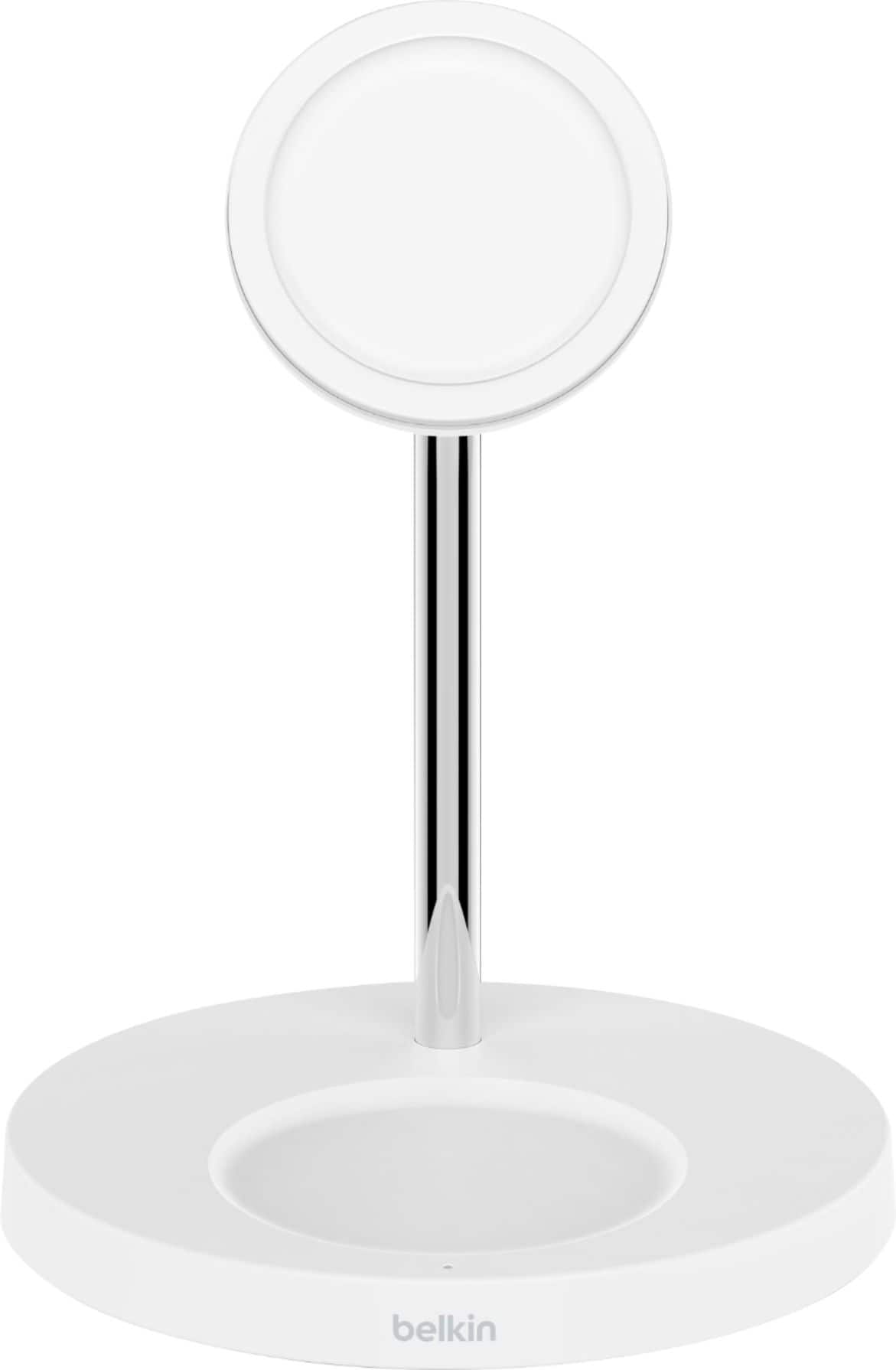 Front. Belkin - BoostCharge Pro 2-in-1 Wireless Charger Stand with MagSafe for iPhone 14/13/12 Series Devices - White.