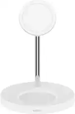 Front. Belkin - BoostCharge Pro 2-in-1 Wireless Charger Stand with MagSafe for iPhone 14/13/12 Series Devices - White.
