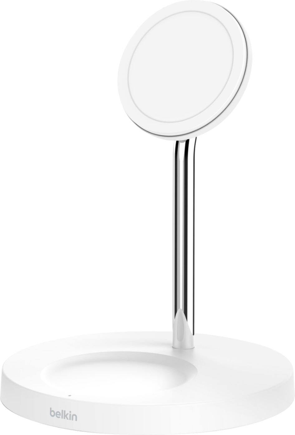 Alt View 11. Belkin - BoostCharge Pro 2-in-1 Wireless Charger Stand with MagSafe for iPhone 14/13/12 Series Devices - White.