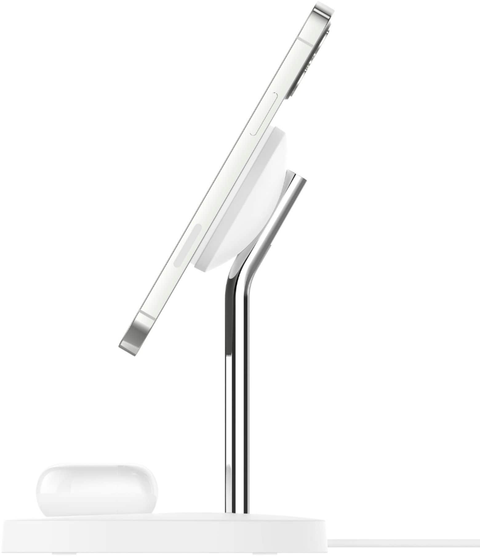 Alt View 14. Belkin - BoostCharge Pro 2-in-1 Wireless Charger Stand with MagSafe for iPhone 14/13/12 Series Devices - White.
