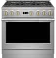 Monogram - 36 in. Wide 6 Burners 6.2 Cu. Ft. Freestanding Gas Convection Range with Steam Cleaning and 6 Burners - Stainless Steel