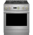 Monogram - 30 in. Wide 4 Burners 5.7 Cu. Ft. Freestanding Gas Convection Range with Steam Cleaning - Stainless Steel