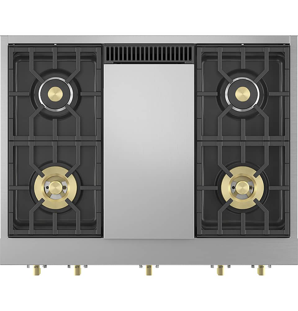 Front. Monogram - 36" Built-In Gas Cooktop with 4 Burners - Stainless Steel.