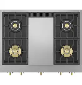 Monogram - 36" Built-In Gas Cooktop with 4 Burners and Professional Versatile Burner Configuration - Stainless Steel