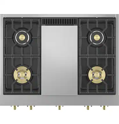 Front. Monogram - 36" Built-In Gas Cooktop with 4 Burners - Stainless Steel.