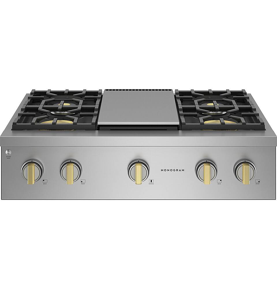 Alt View 11. Monogram - 36" Built-In Gas Cooktop with 4 Burners - Stainless Steel.