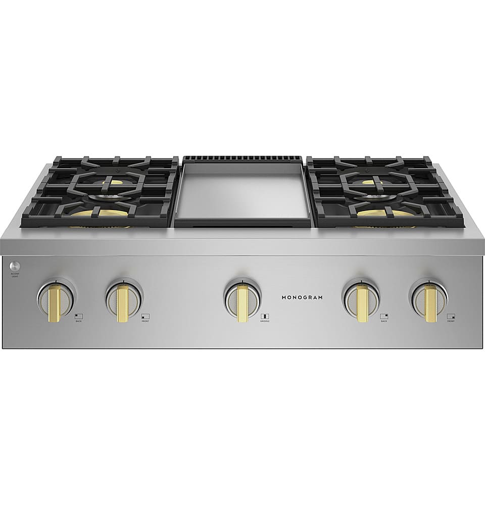 Alt View 12. Monogram - 36" Built-In Gas Cooktop with 4 Burners - Stainless Steel.