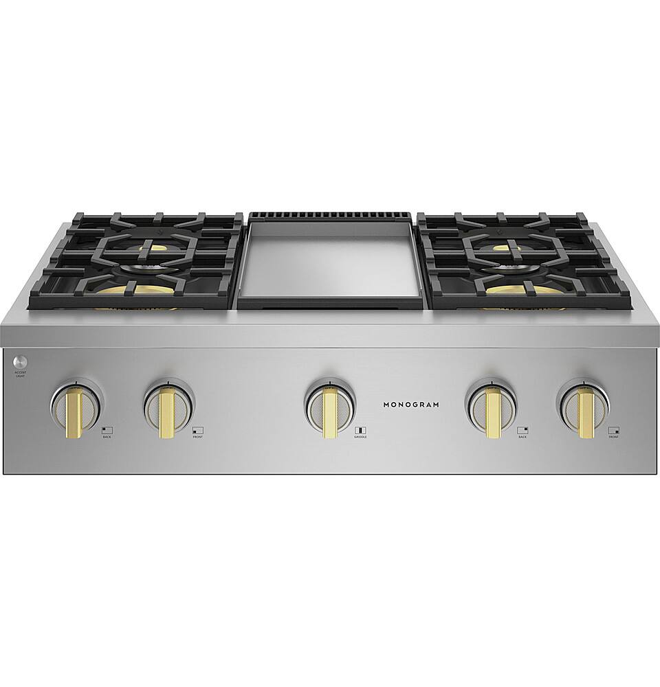 Alt View 12. Monogram - 36" Built-In Gas Cooktop with 4 Burners - Stainless Steel.