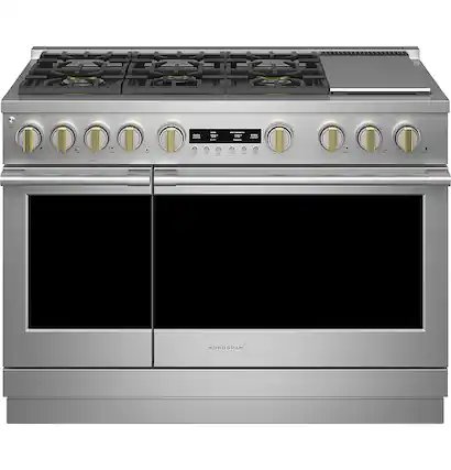 Front. Monogram - 8.25 Cu. Ft. Freestanding Double Oven Dual Fuel Convection Range with Self-Clean, Built-In Wi-fi, and 6 Burners - Stainless Steel.