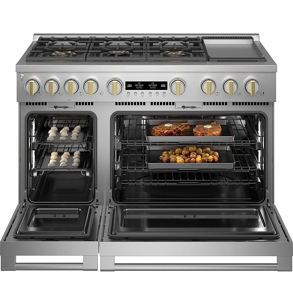 Alt View 11. Monogram - 8.25 Cu. Ft. Freestanding Double Oven Dual Fuel Convection Range with Self-Clean, Built-In Wi-fi, and 6 Burners - Stainless Steel.
