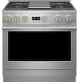 Monogram - 36 in. Wide 4 Burners 6.2 Cu. Ft. Freestanding Gas Convection Range with Steam Cleaning - Stainless Steel