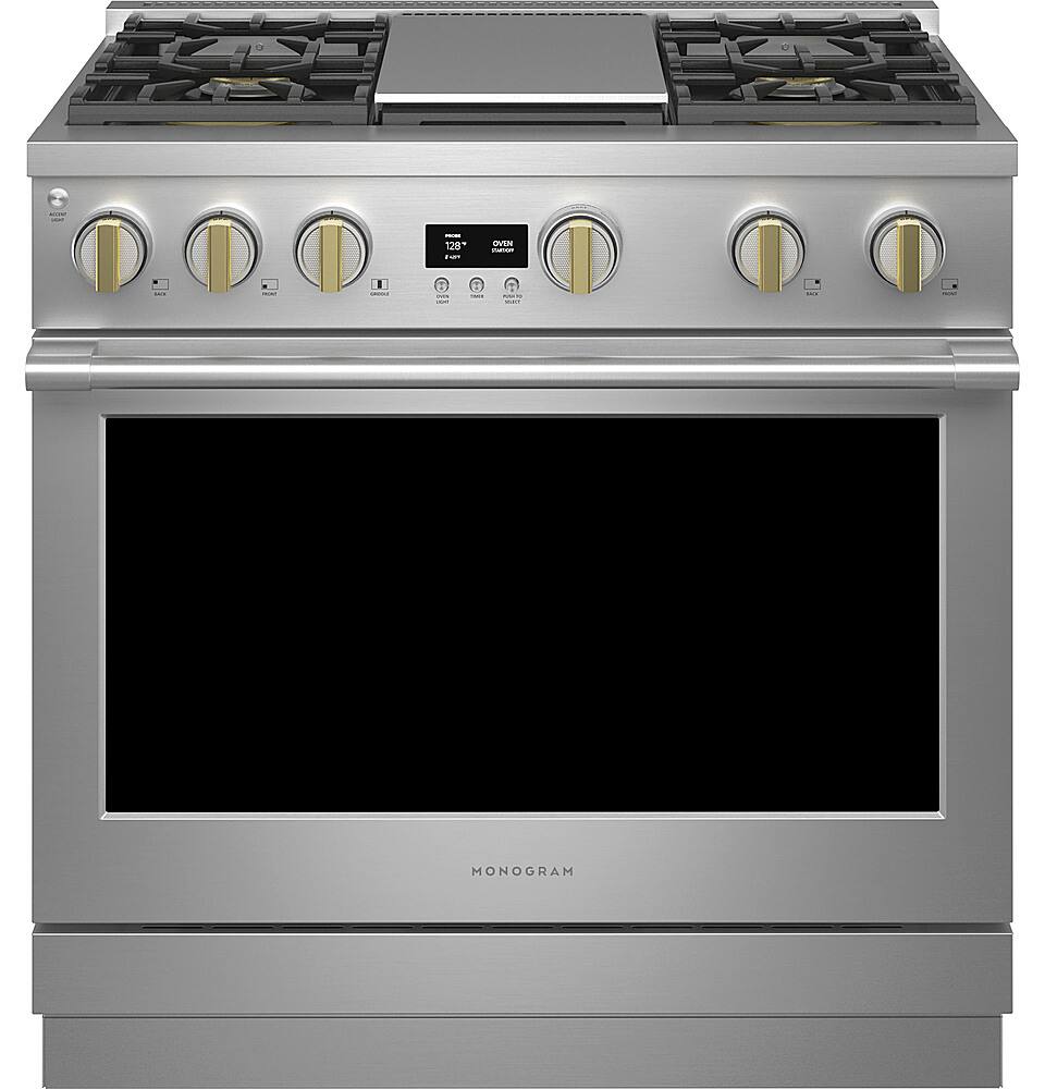 Monogram - 6.2 Cu. Ft. Freestanding Gas Convection Range with Steam Cleaning and 4 Burners - Stainless Steel