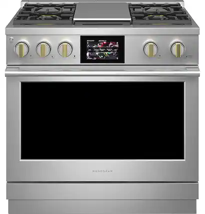 Front. Monogram - 5.7 Cu. Ft. Freestanding Dual Fuel Convection Range with Self-Clean and 4 Burners - Stainless Steel.