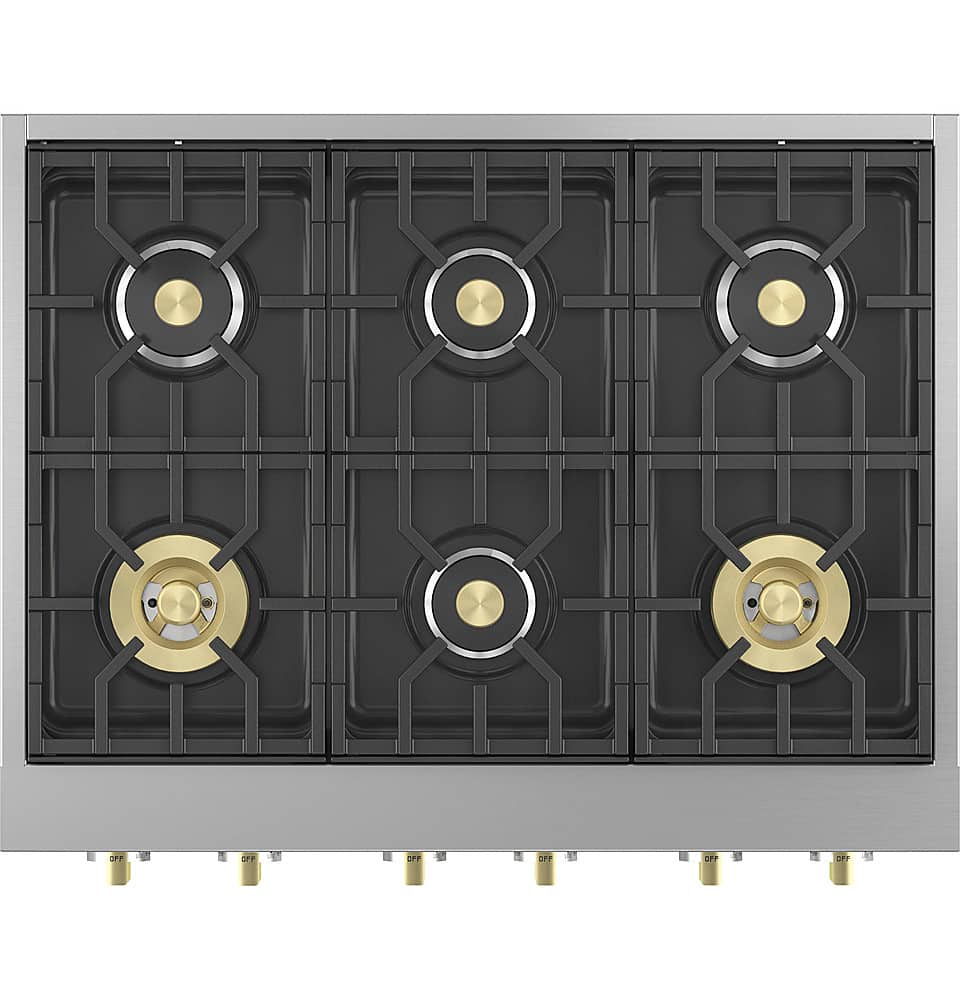 Monogram - 36" Built-In Gas Cooktop with 6 Burners and Professional Versatile Burner Configuration - Stainless Steel - Front_Zoom