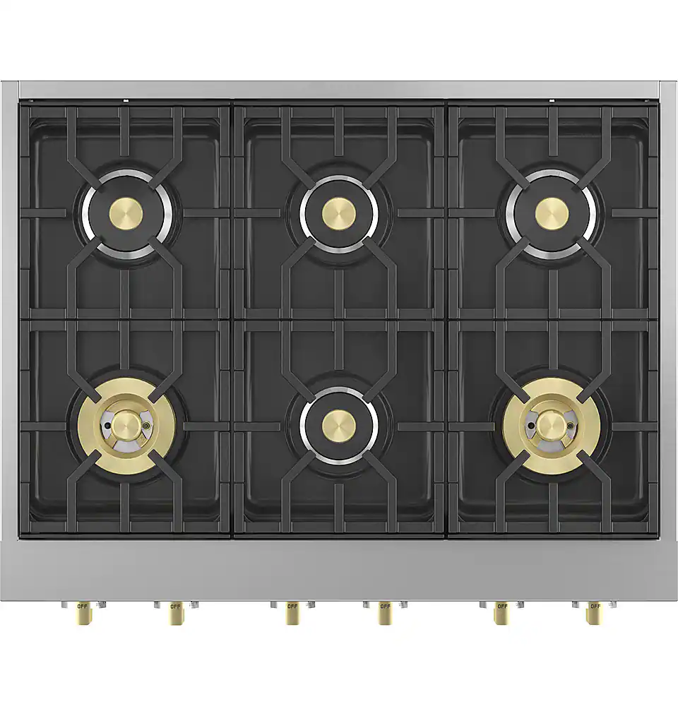 Front. Monogram - 36" Built-In Gas Cooktop with 6 Burners - Stainless Steel.