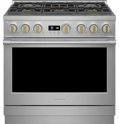 Front. Monogram - 5.7 Cu. Ft. Freestanding Dual Fuel Convection Range with Self-Clean, Built-In Wi-Fi, and 6 Burners - Stainless Steel.