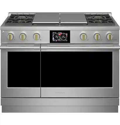 Front. Monogram - 8.25 Cu. Ft. Freestanding Double Oven Dual Fuel Convection Range with Self-Clean, Built-In Wi-Fi, and 4 Burners - Stainless Steel.
