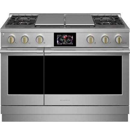 Monogram - 8.25 Cu. Ft. Freestanding Double Oven Dual Fuel Convection Range with Self-Clean, Built-In Wi-Fi, and 4 Burners - Stainless Steel