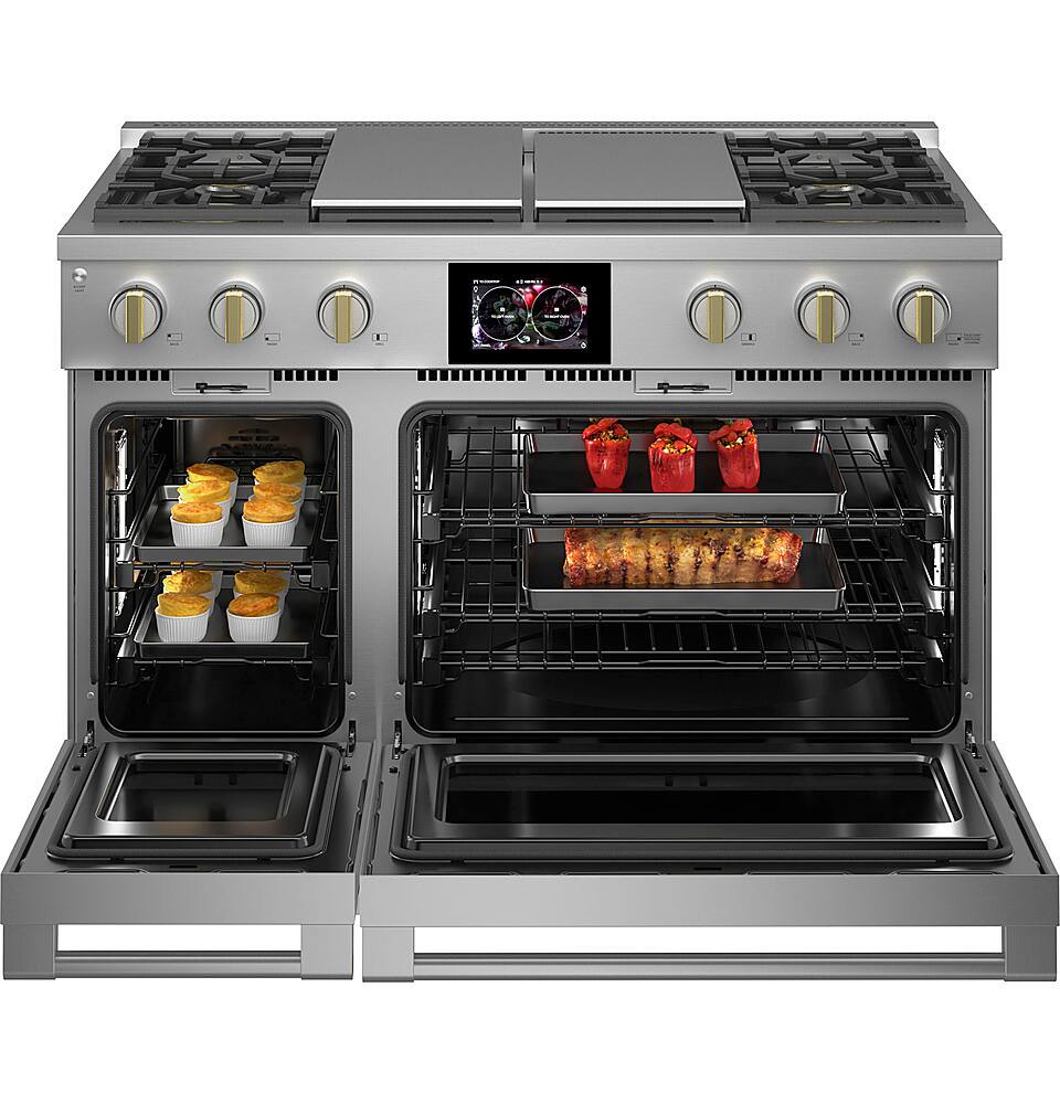 Alt View 2. Monogram - 8.25 Cu. Ft. Freestanding Double Oven Dual Fuel Convection Range with Self-Clean, Built-In Wi-Fi, and 4 Burners - Stainless Steel.