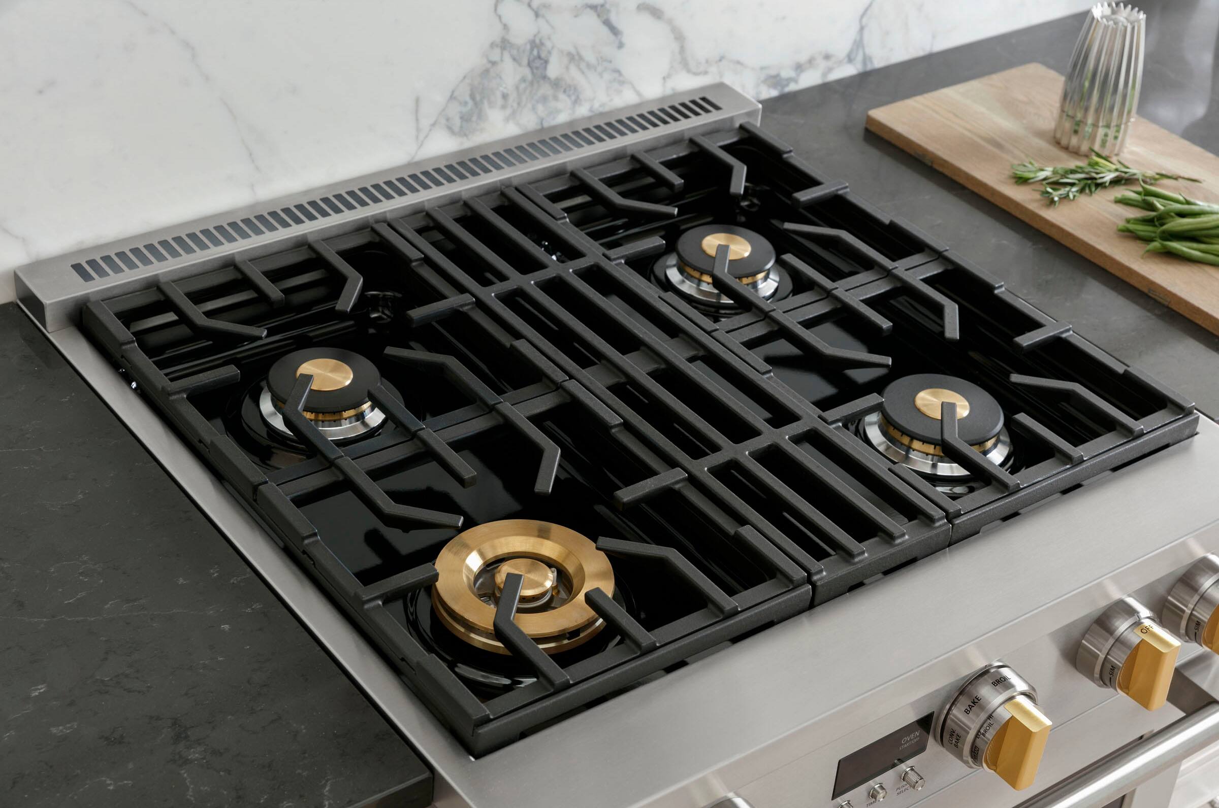 Alt View 15. Monogram - 5.3 Cu. Ft. Freestanding Dual Fuel Convection Range with Self-Clean, Built-In Wi-Fi, and 4 Burners - Stainless Steel.