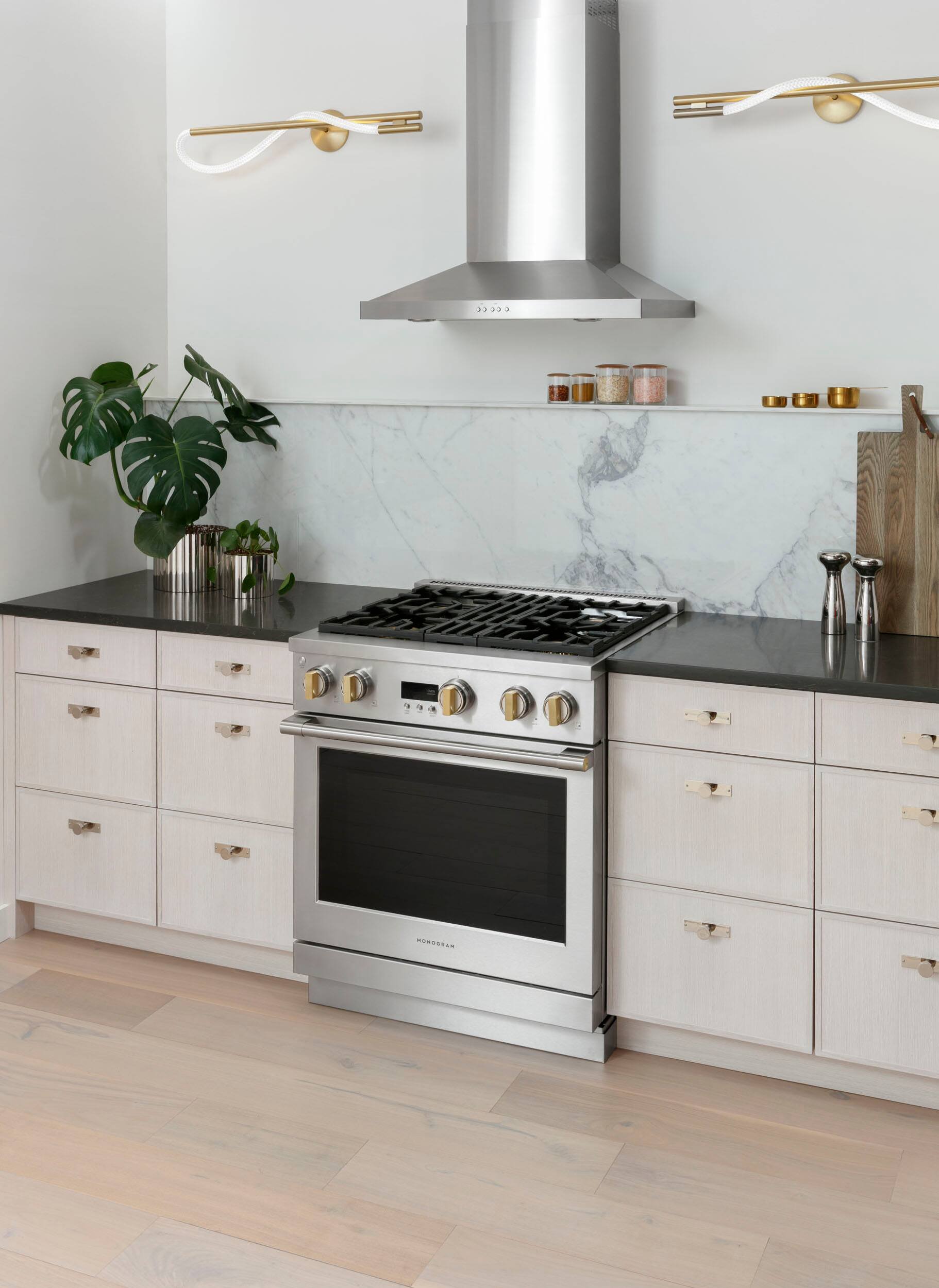 Alt View 18. Monogram - 5.3 Cu. Ft. Freestanding Dual Fuel Convection Range with Self-Clean, Built-In Wi-Fi, and 4 Burners - Stainless Steel.